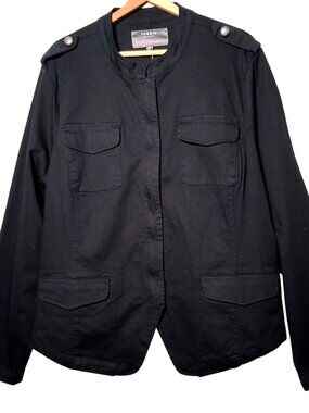 Torrid Size 3 Military Style Jacket Plus Size 3X Army Stretch Twill Black New